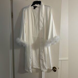 White Feather-Trimmed Robe